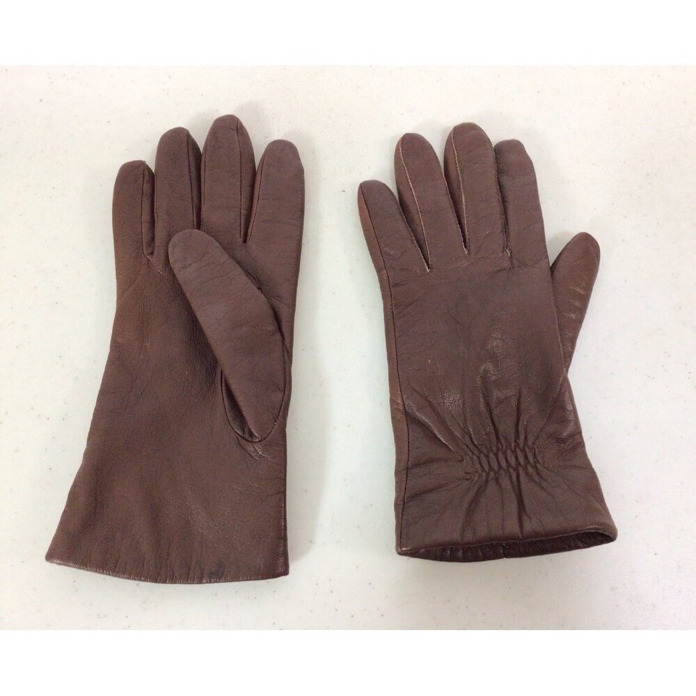 Fownes Brown Leather Driving Gloves Lined Womens Small